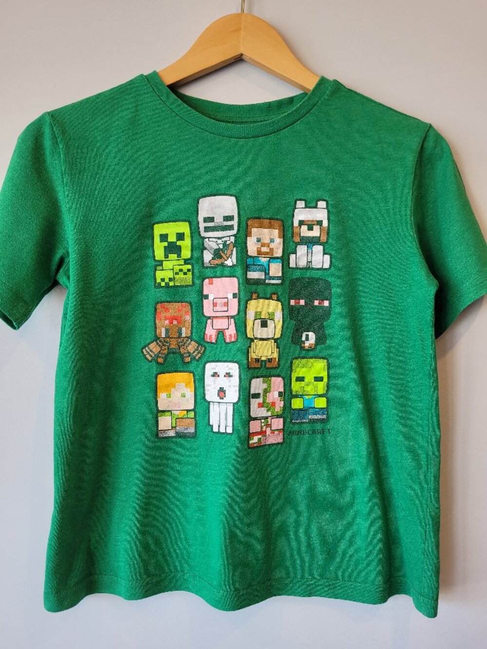 Boys Minecraft Bobble Mobs Roll Call Graphic T-Shirt Green Size L
